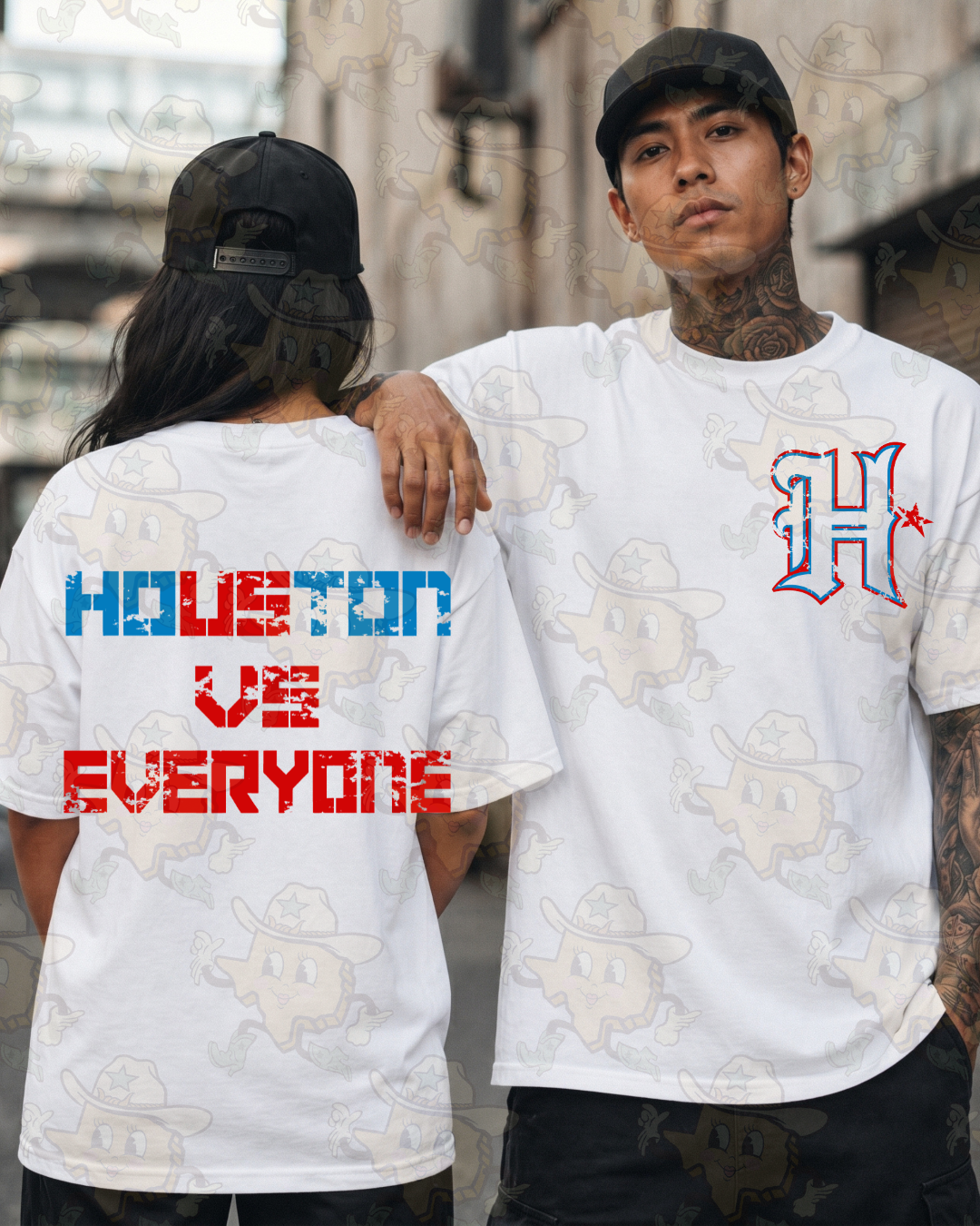 H / Houston vs. Everyone : Pocket & Back | White Tee