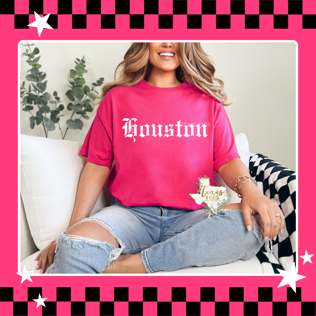 Houston - Old English Font - Heliconia Pink