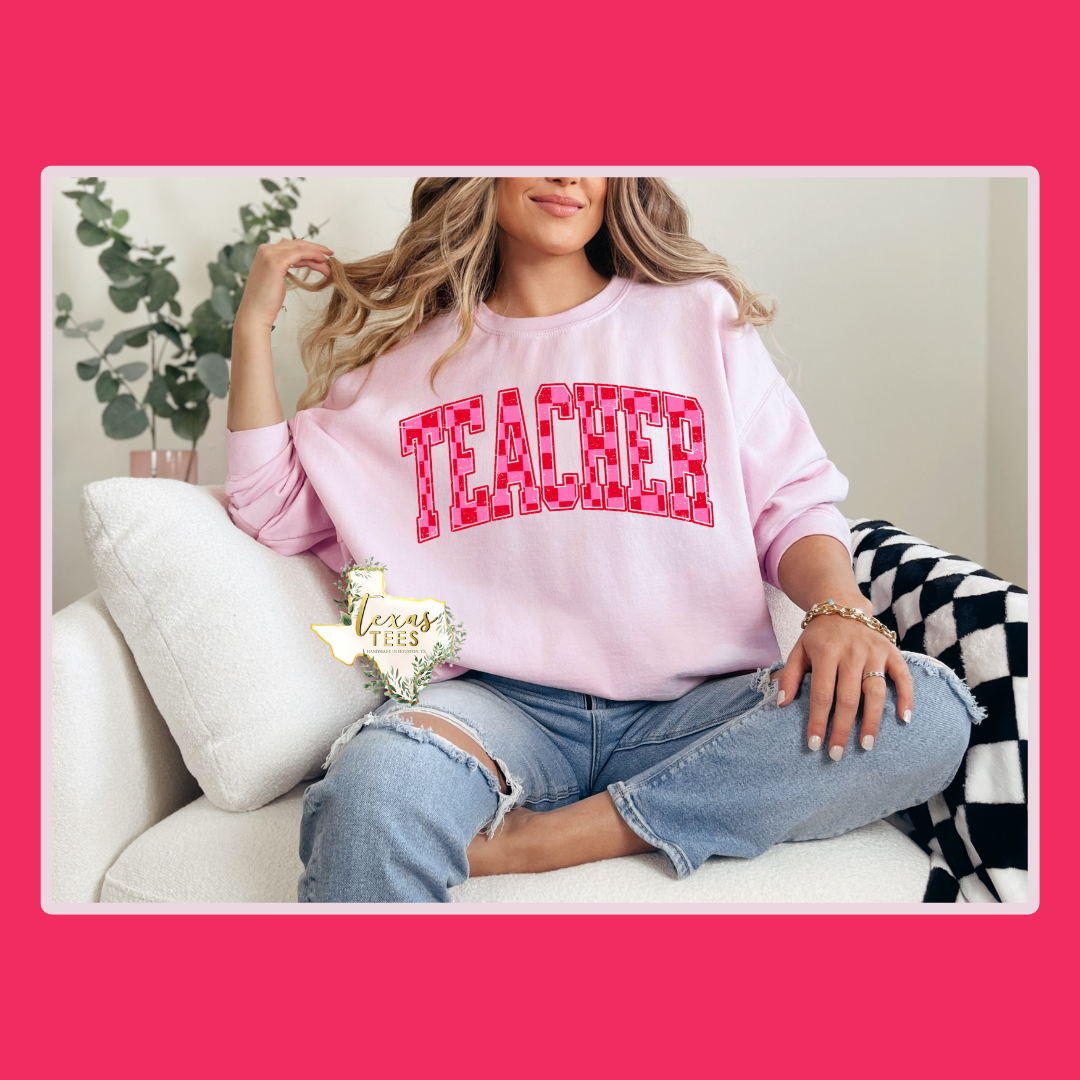 Teacher Checkered Retro Valentine's