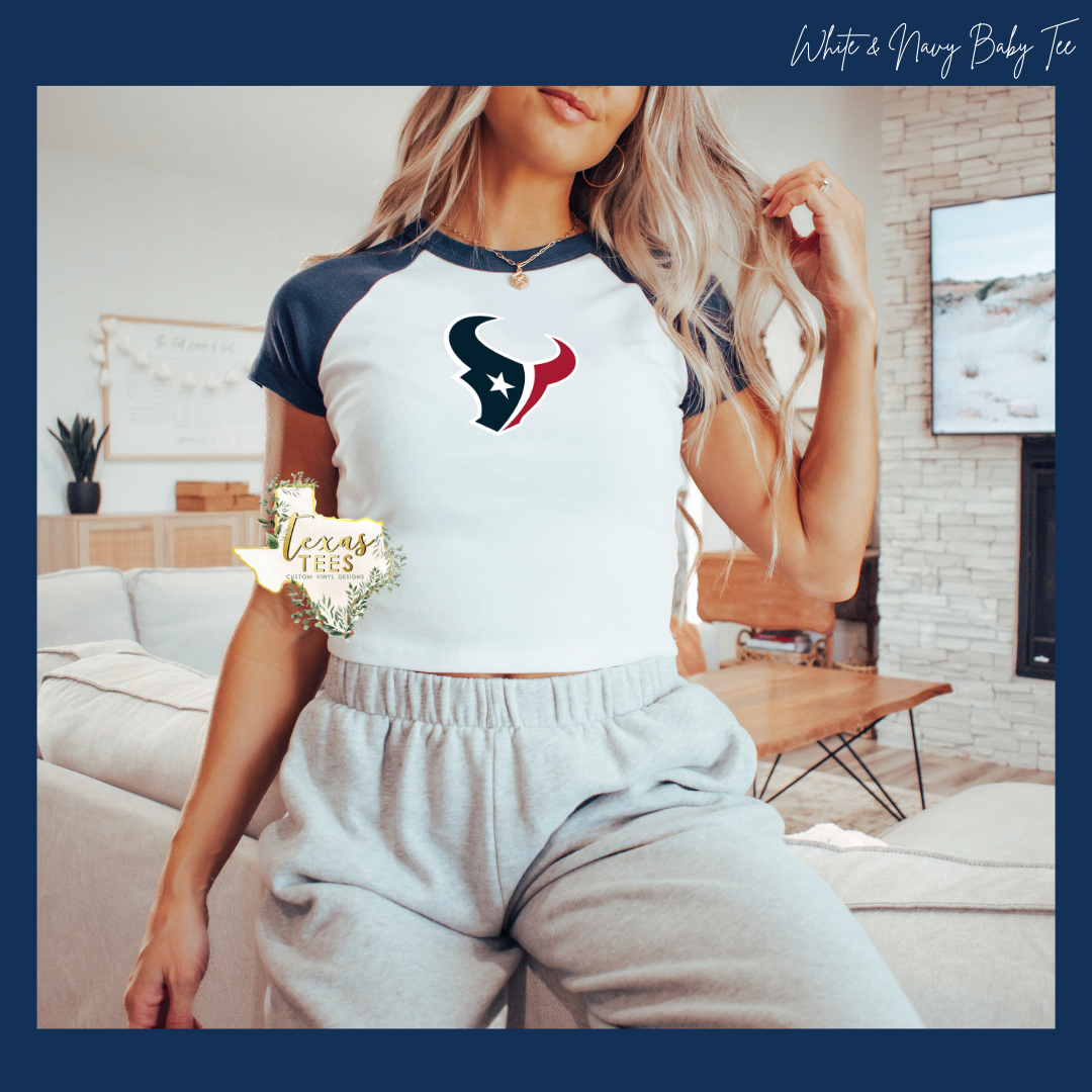 HOU - Navy/White Baby Tee