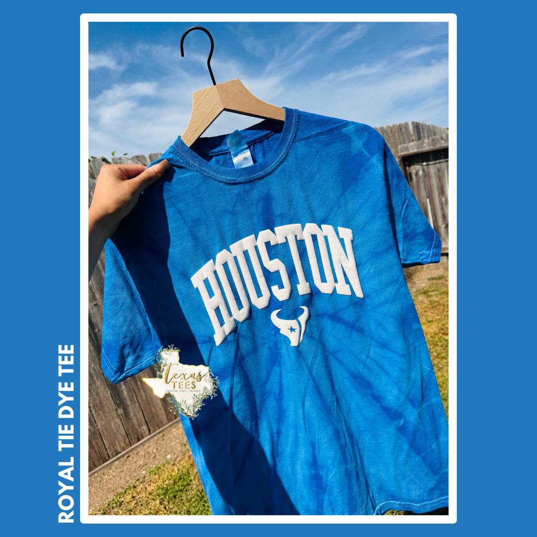 Houston Tex PUFF - Royal Tie Dye Tee