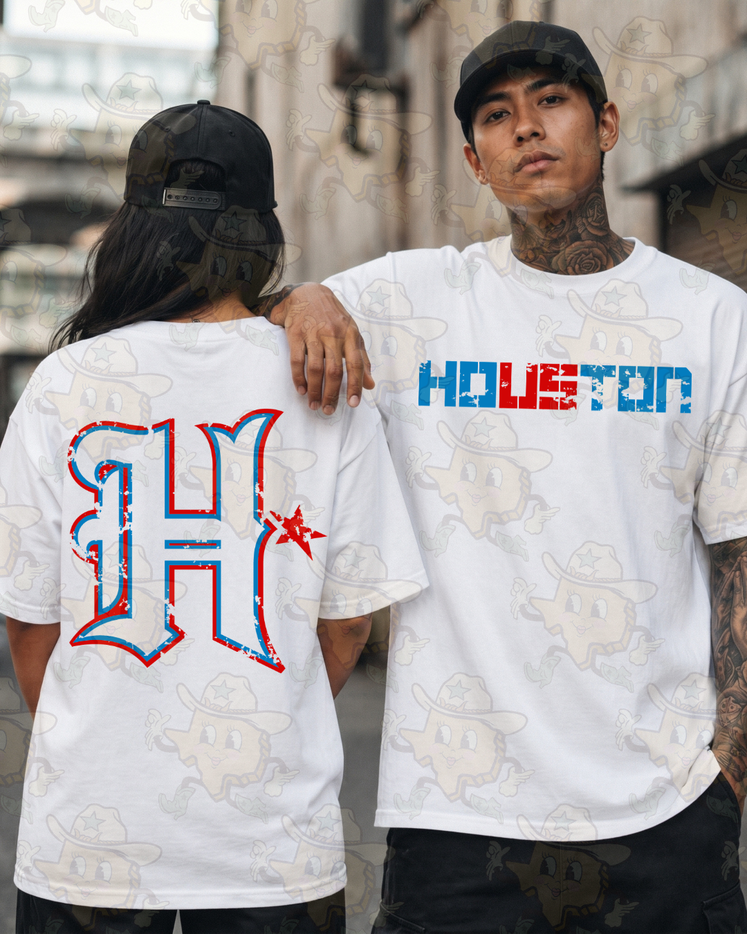Houston / H: Front & Back | White Tee
