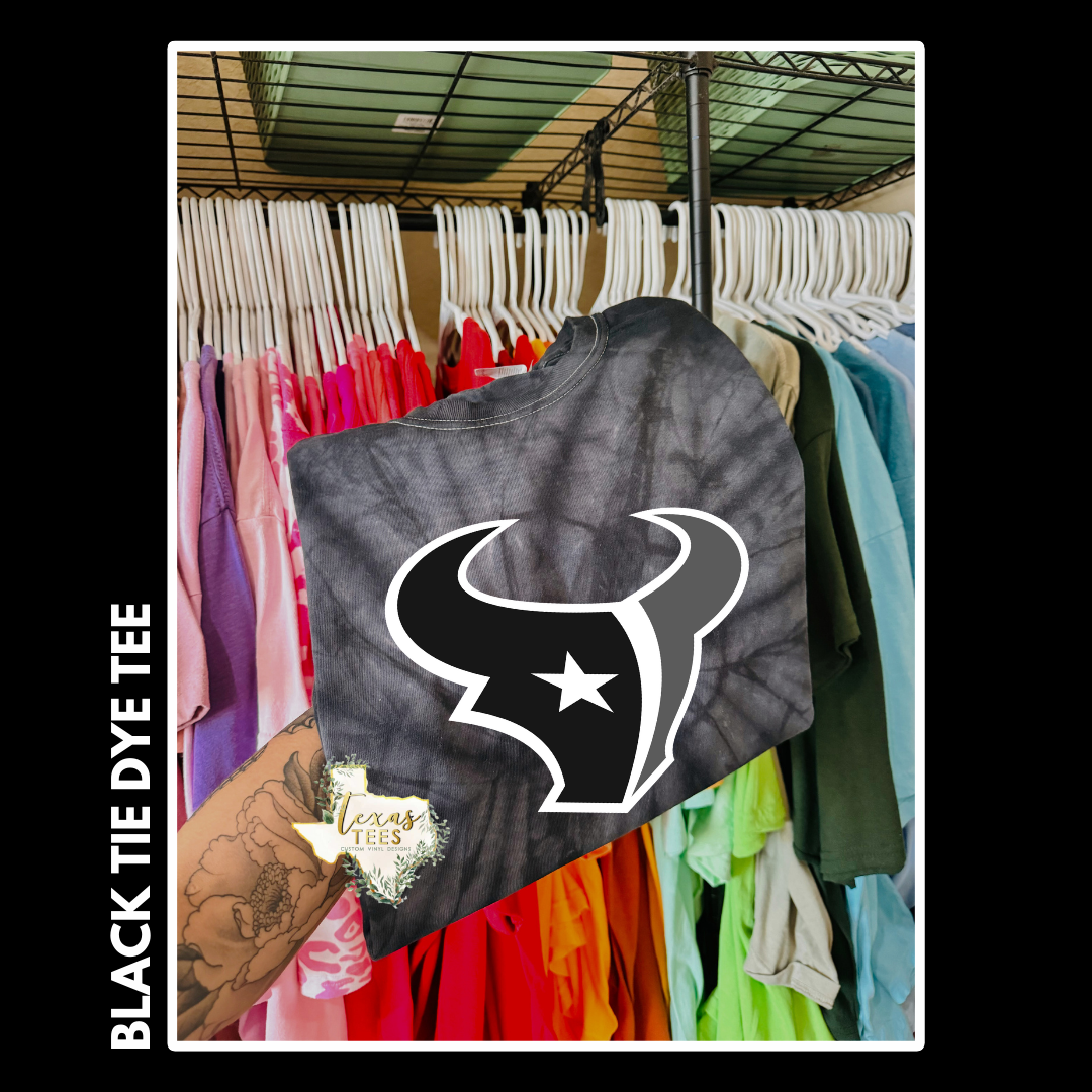 Houston Black and White - Black Tie Dye Tee