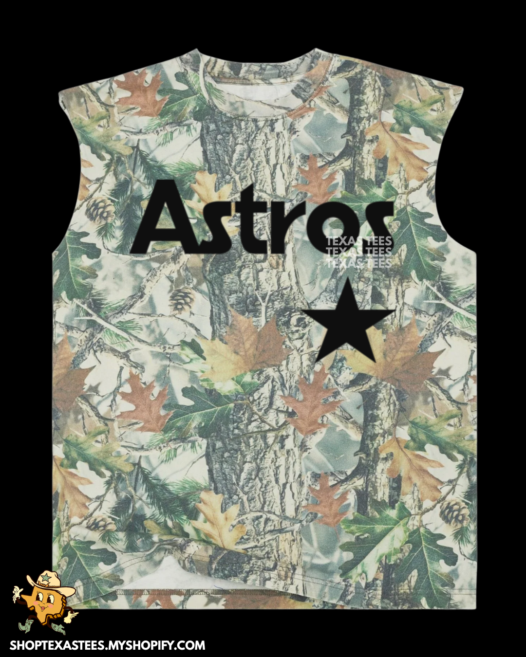 Stros Star Black - Camo Heavyweight Oversized Cutoff Tee