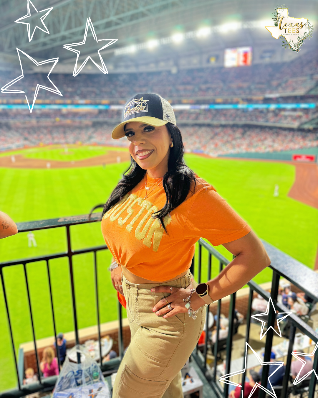 Houston: Gold Glitter Puff / Orange Tee