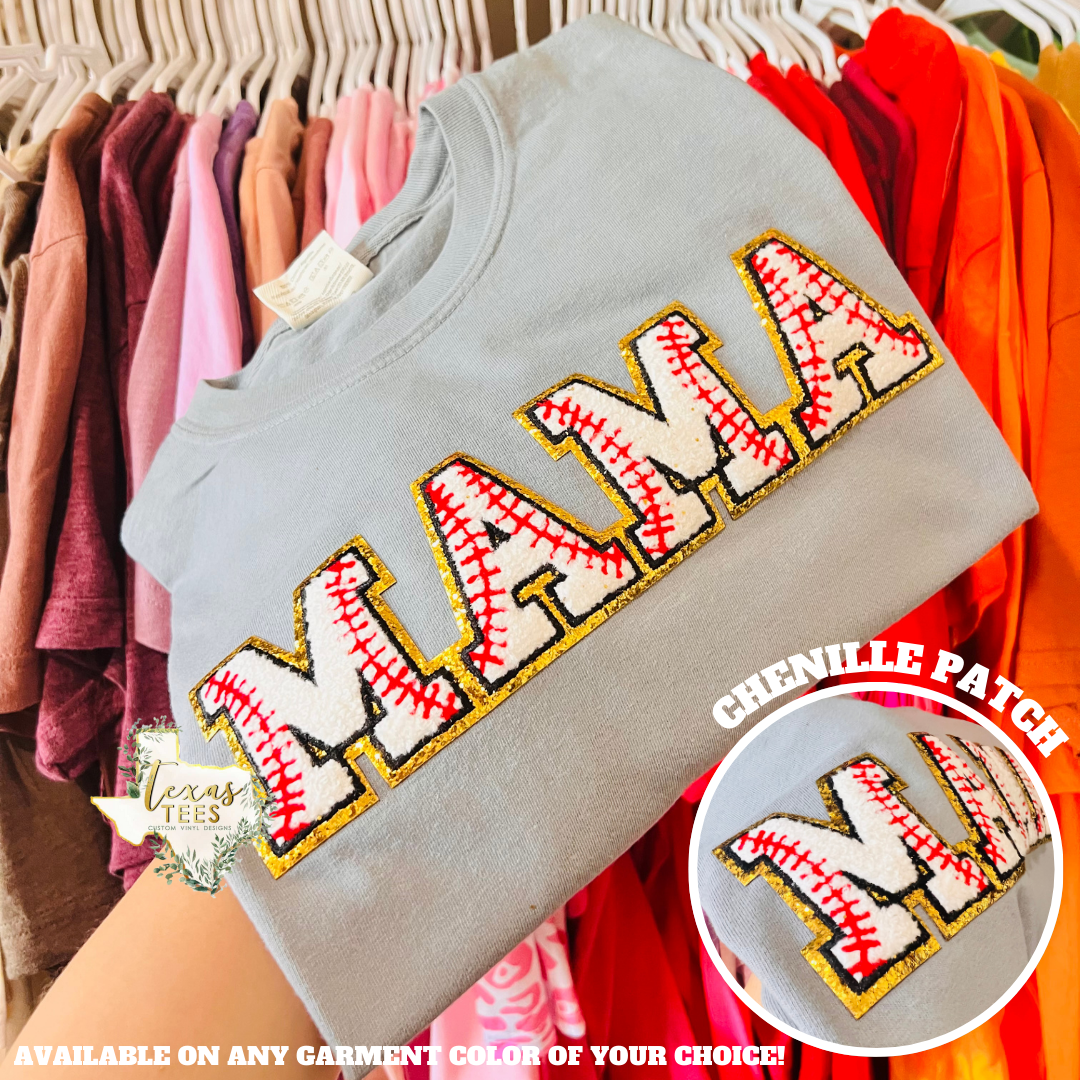 BASEBALL MAMA - CHENILLE PATCH - LIMITED QUANTITY NO RESTOCK