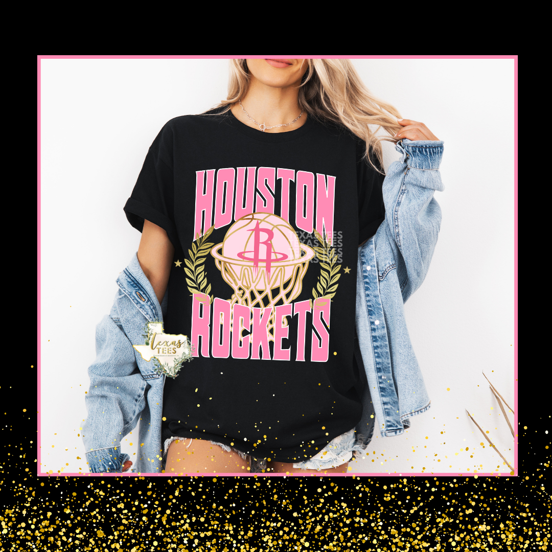 Gold & Pink Basketball Graphic