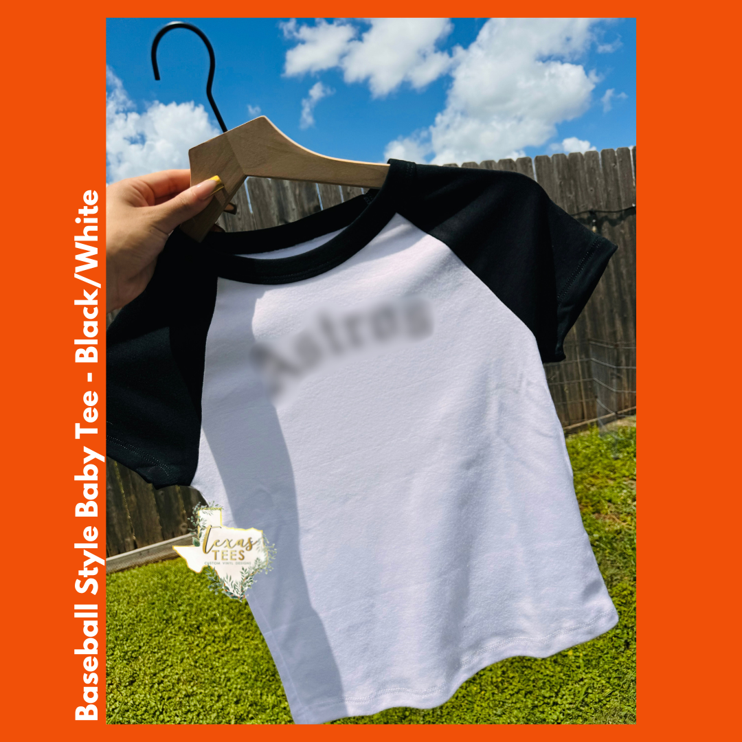 AST Old English Baby Tee: Black/White