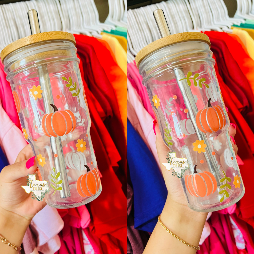 Pumpkin Glass Cup - 22 oz