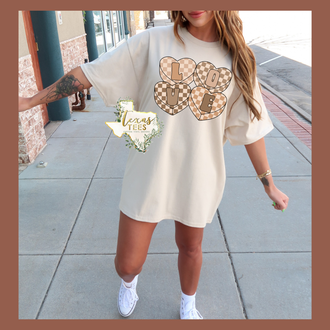 LOVE checkered Hearts