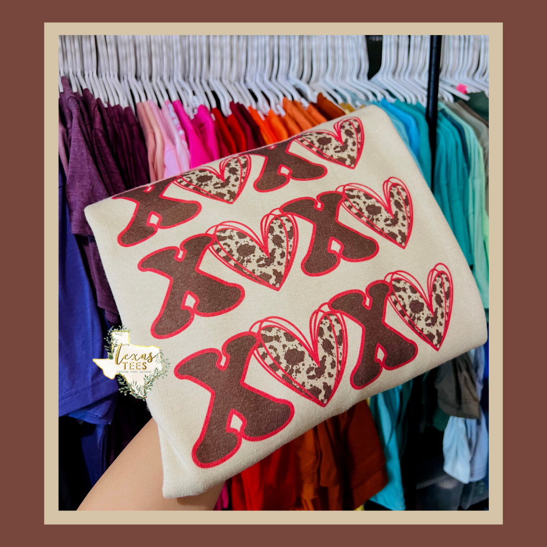 XOXO Western Cow Print Hearts