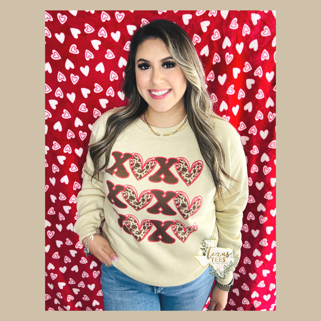 XOXO Western Cow Print Hearts