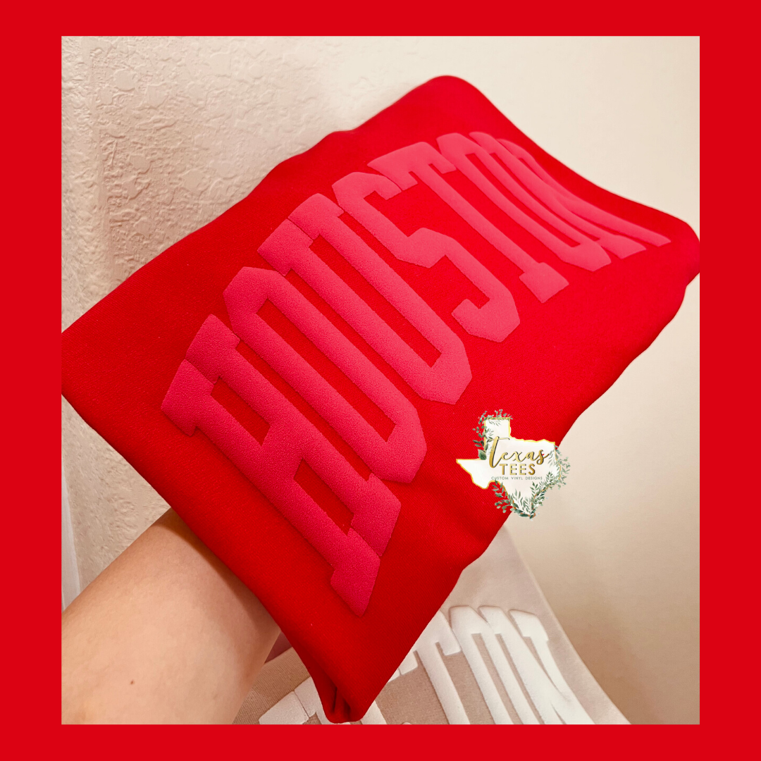 Houston Puff Design - Red on Red
