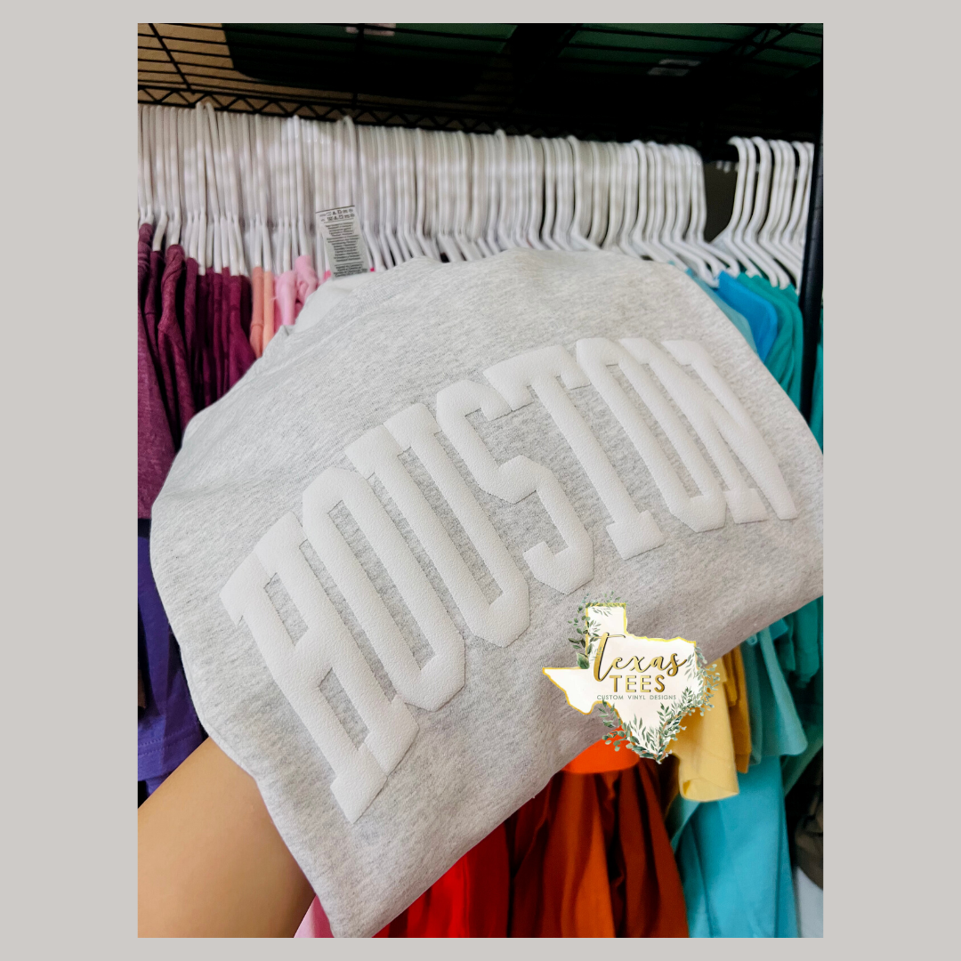 Houston Puff Design - White on Ash Gray