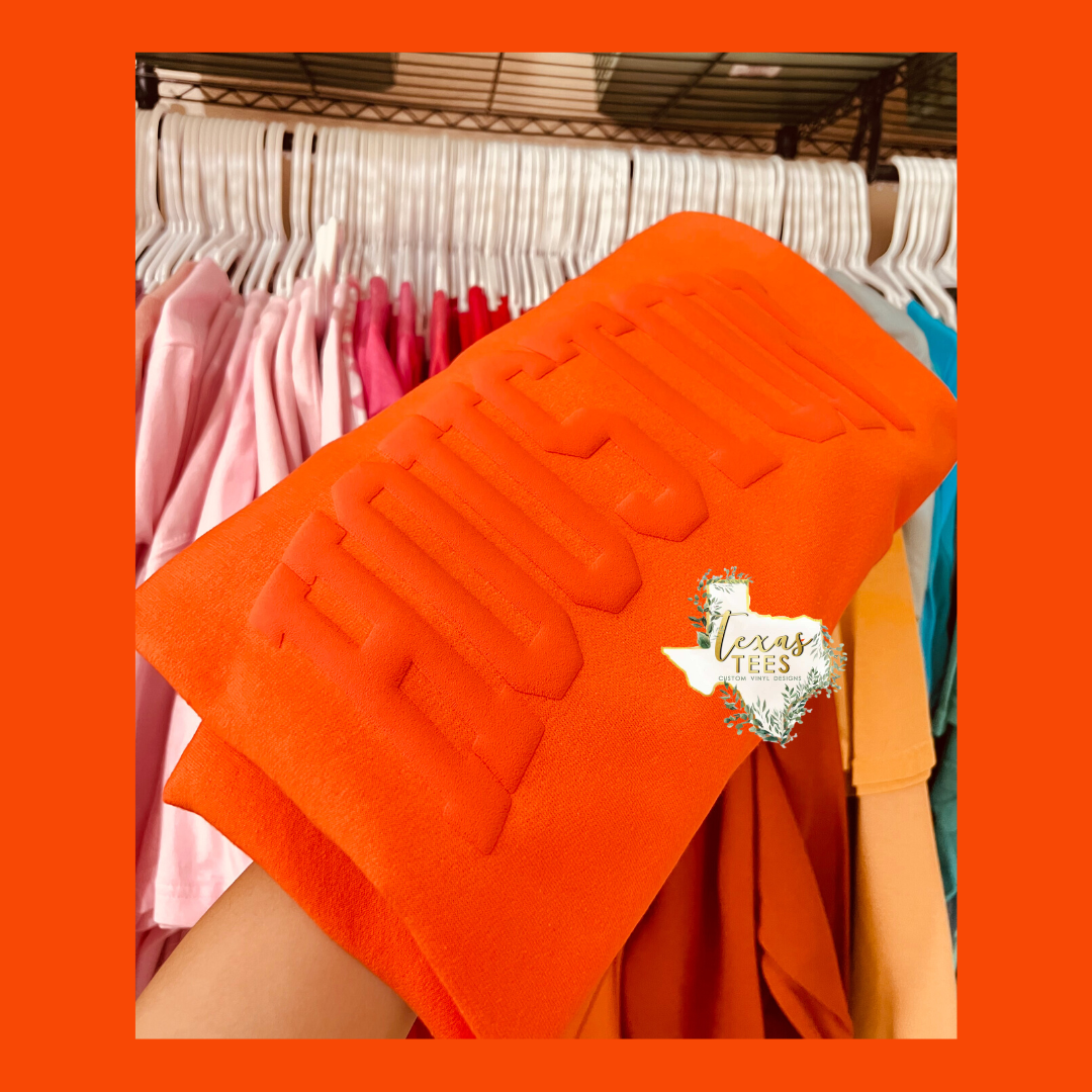 Houston Puff Design - Orange on Orange