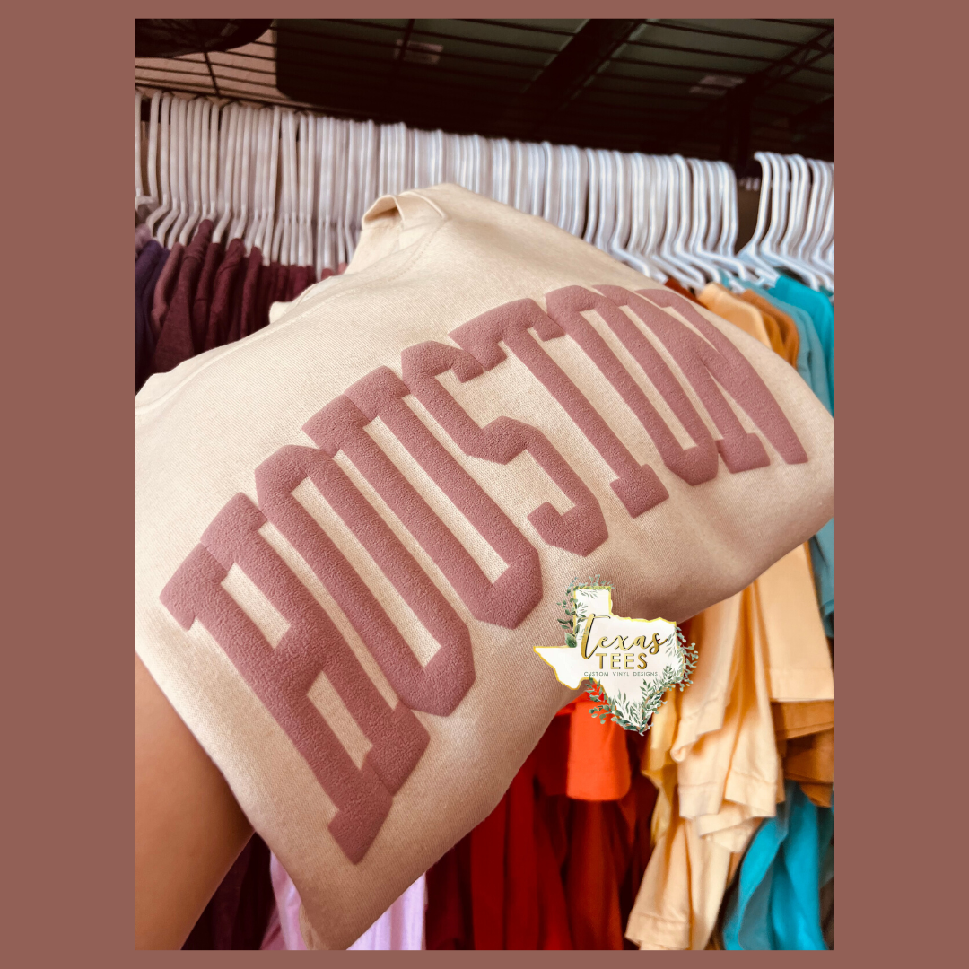 Houston Puff Design - Light Brown on Beige