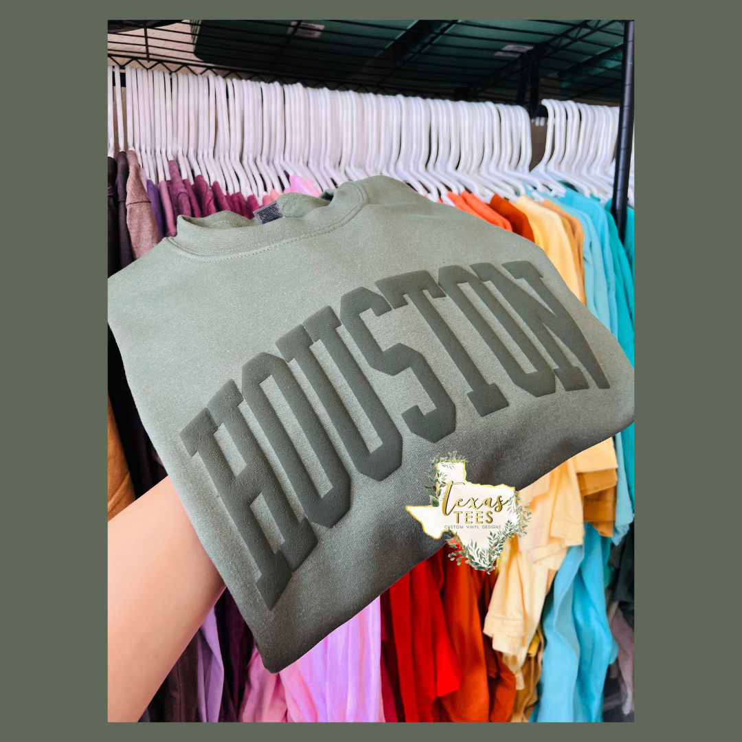 Houston Puff Design - Olive on Olive