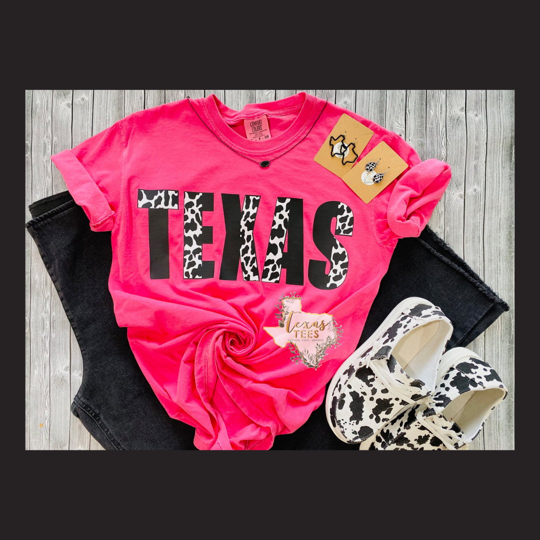 TEXAS Cow Print Tee