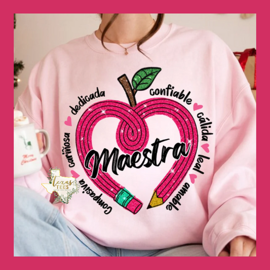 Maestra - Pink Glitter Heart Apple