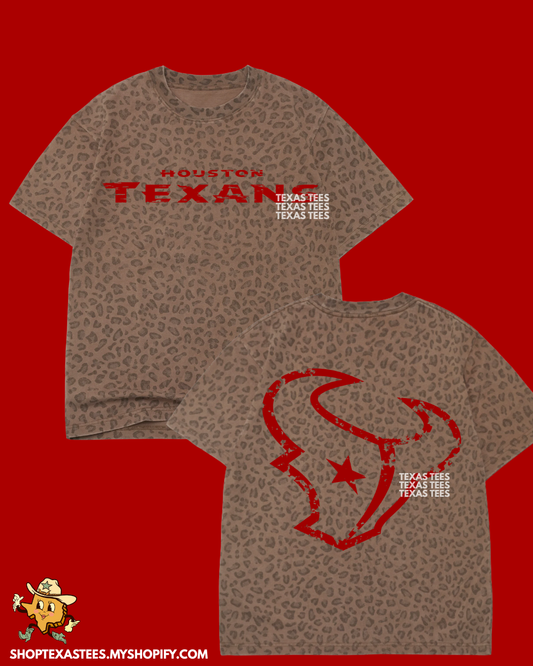 HTEX / DISTRESSED BULL - Brown Cheetah Heavyweight Oversized Tee