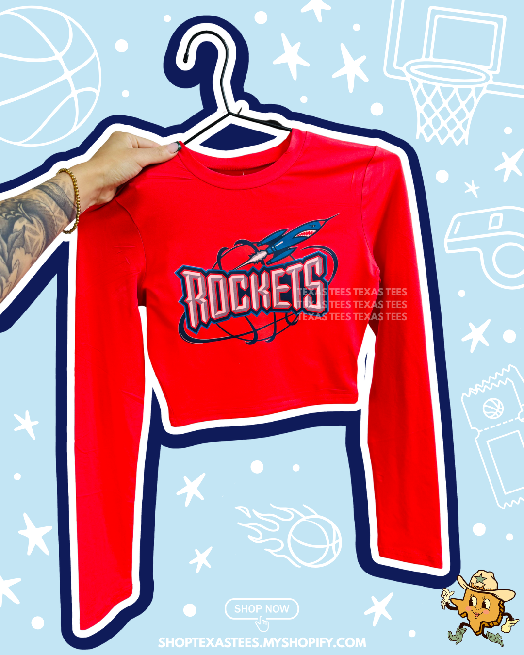 Rockets Fitted Long sleeve Crop
