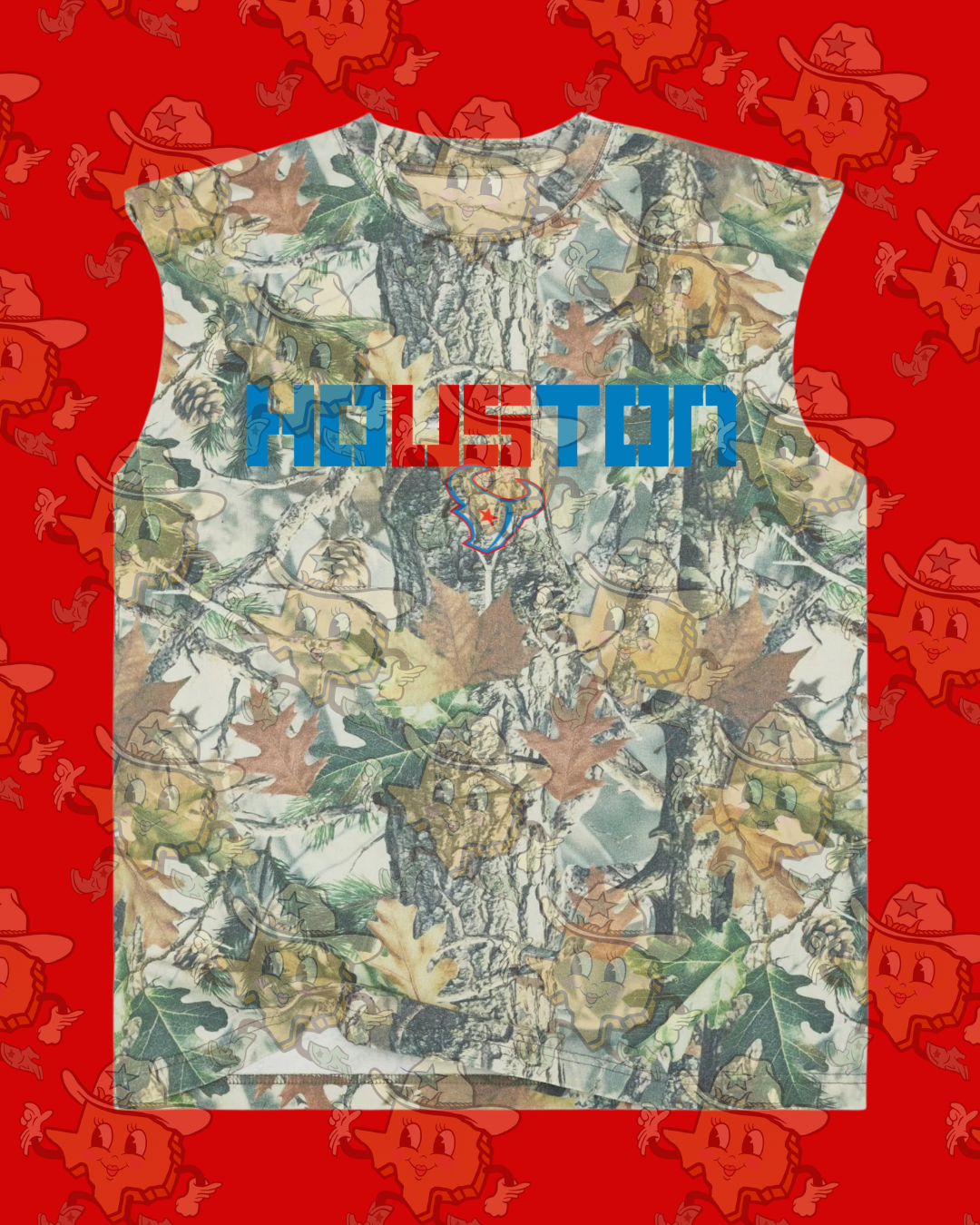 Houston Tex : Camo Heavyweight Oversized Cutoff Tee