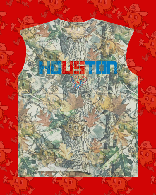 Houston Tex : Camo Heavyweight Oversized Cutoff Tee