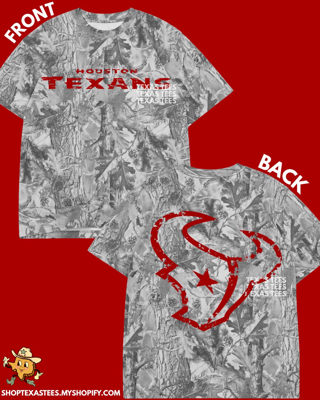 HTEX / DISTRESSED BULL - Graywash Camo Heavyweight Oversized Tee