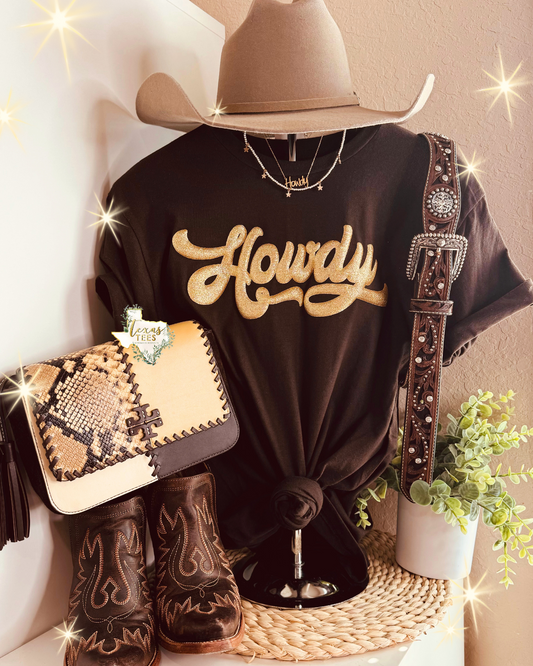 Howdy - Gold Glitter Puff
