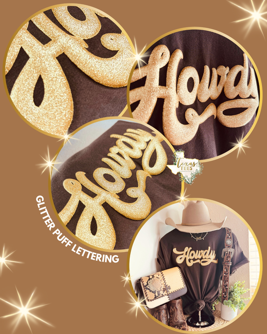 Howdy - Gold Glitter Puff