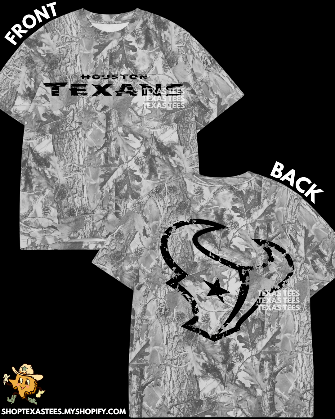 HTEX / DISTRESSED BULL - Graywash Camo Heavyweight Oversized Tee