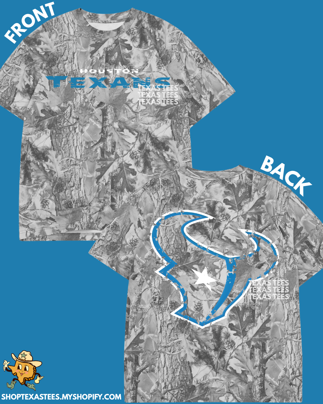HTEX / DISTRESSED BULL - Graywash Camo Heavyweight Oversized Tee
