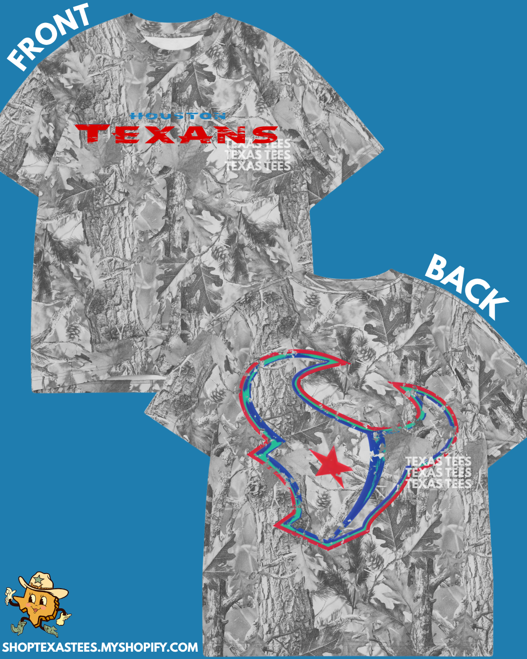 HTEX / DISTRESSED BULL - Graywash Camo Heavyweight Oversized Tee