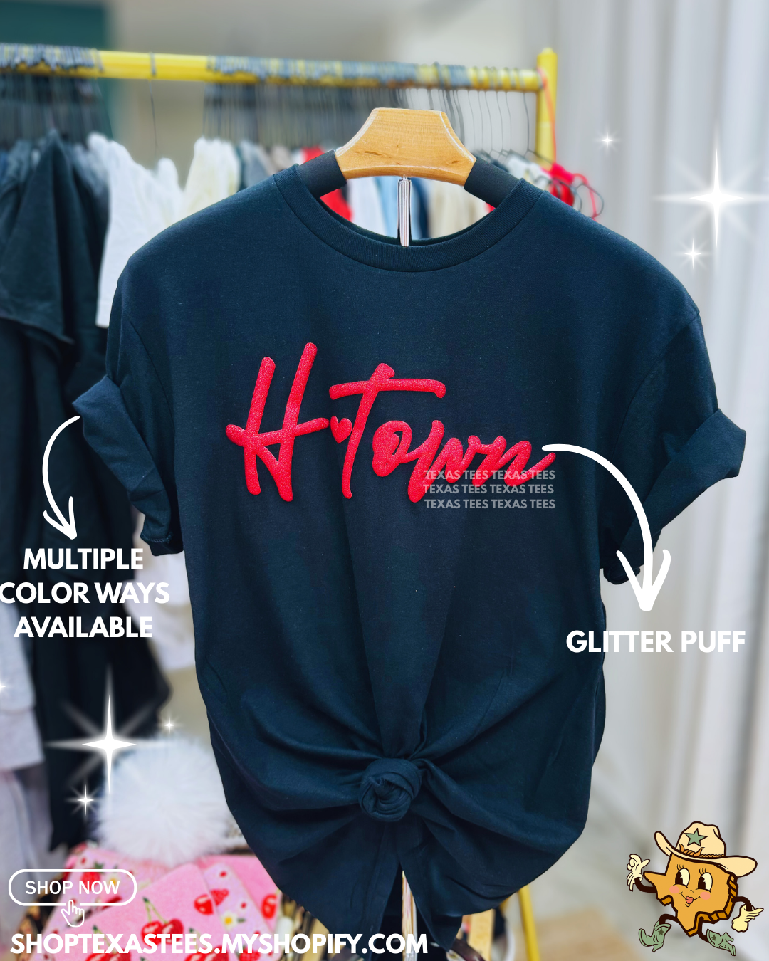 H-TOWN Heart Glitter Puff