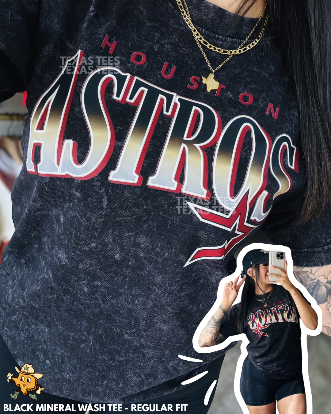 HA Retro - Black Mineral Wash Tee