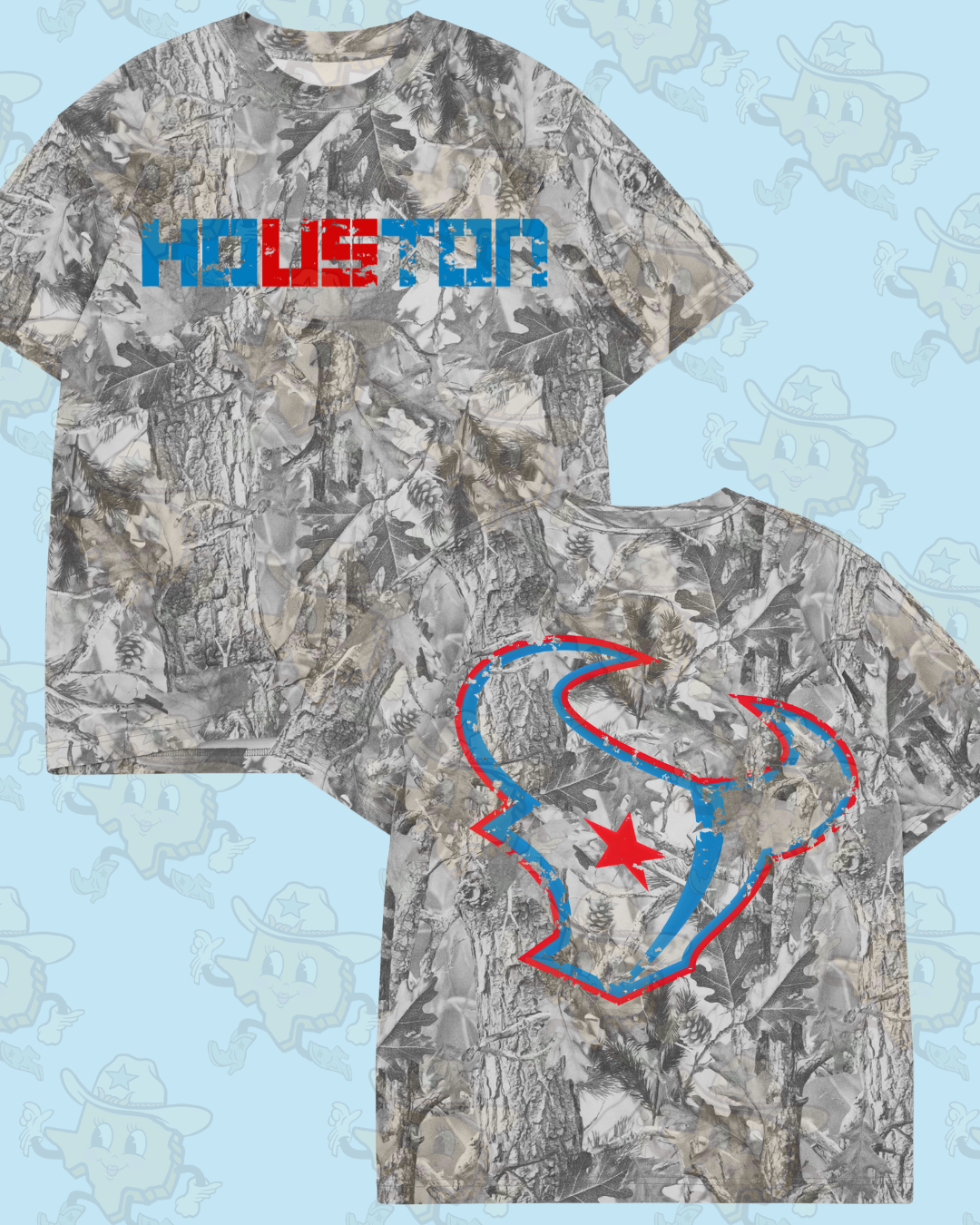HOUSTON / BULL : FRONT & BACK | GRAY WASH CAMO