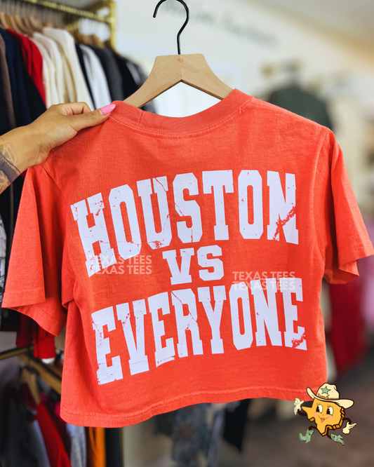 Houston Vs. Everybody White - Oversized Crop
