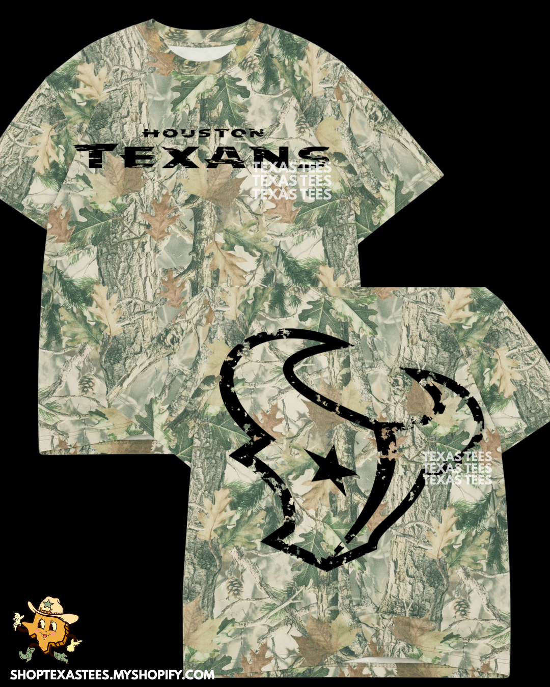 HTEX / DISTRESSED BULL - Green Camo Oversized Tee