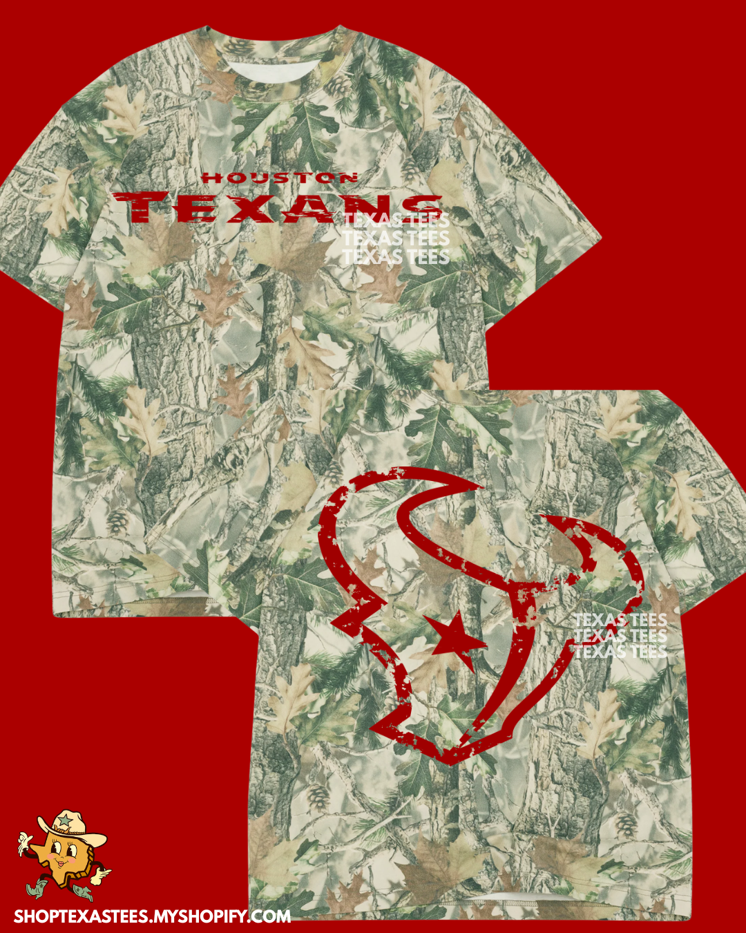 HTEX / DISTRESSED BULL - Green Camo Oversized Tee