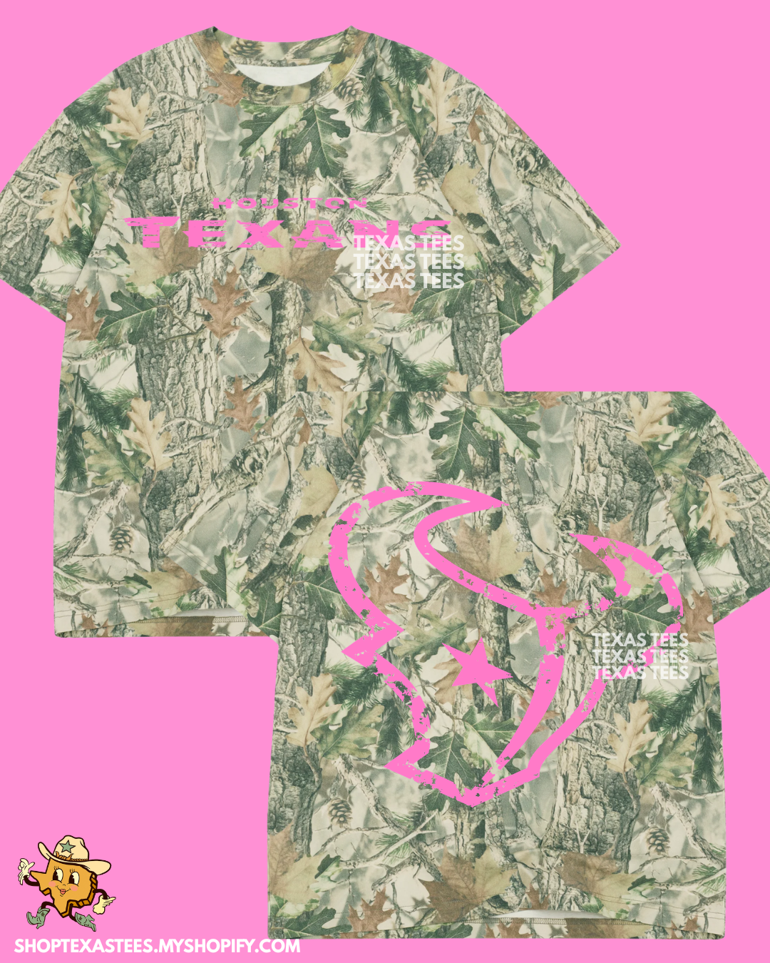 HTEX / DISTRESSED BULL - Green Camo Oversized Tee