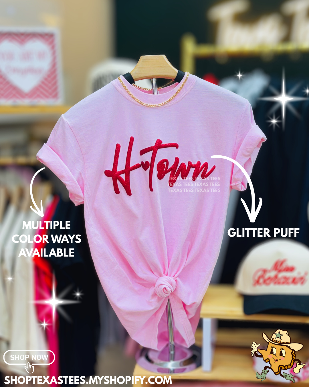 H-TOWN Heart Glitter Puff