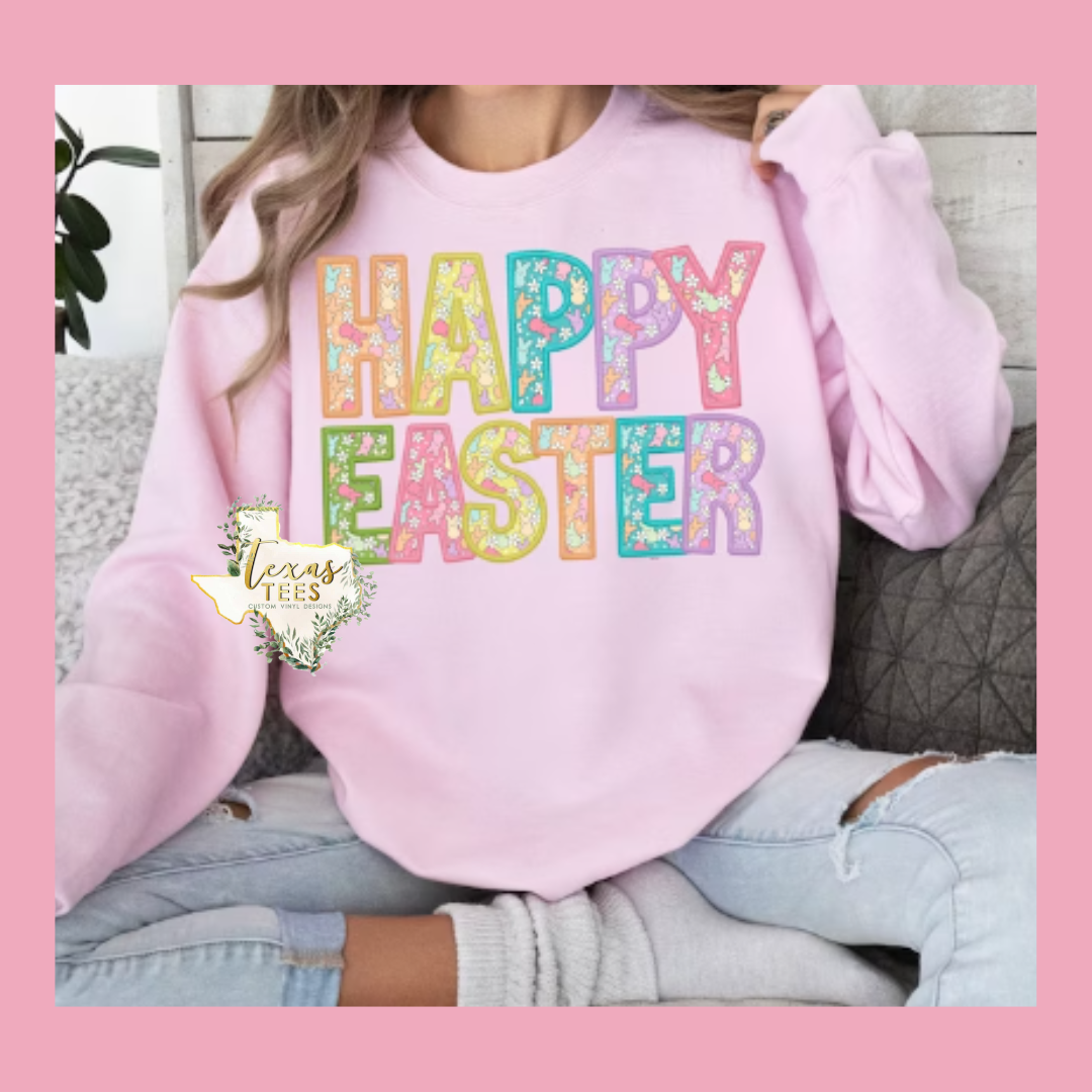 Happy Easter Faux Embroidery - KIDS SIZES