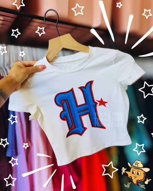 H Tex Logo Fitted Crop - WHITE