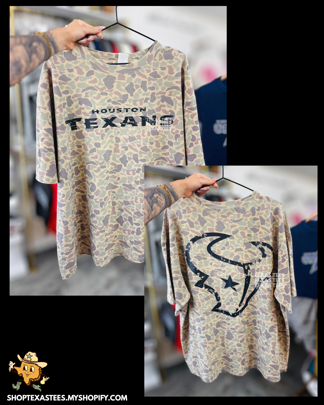 HTEX / DISTRESSED BULL - Duck Camo Oversized Tee