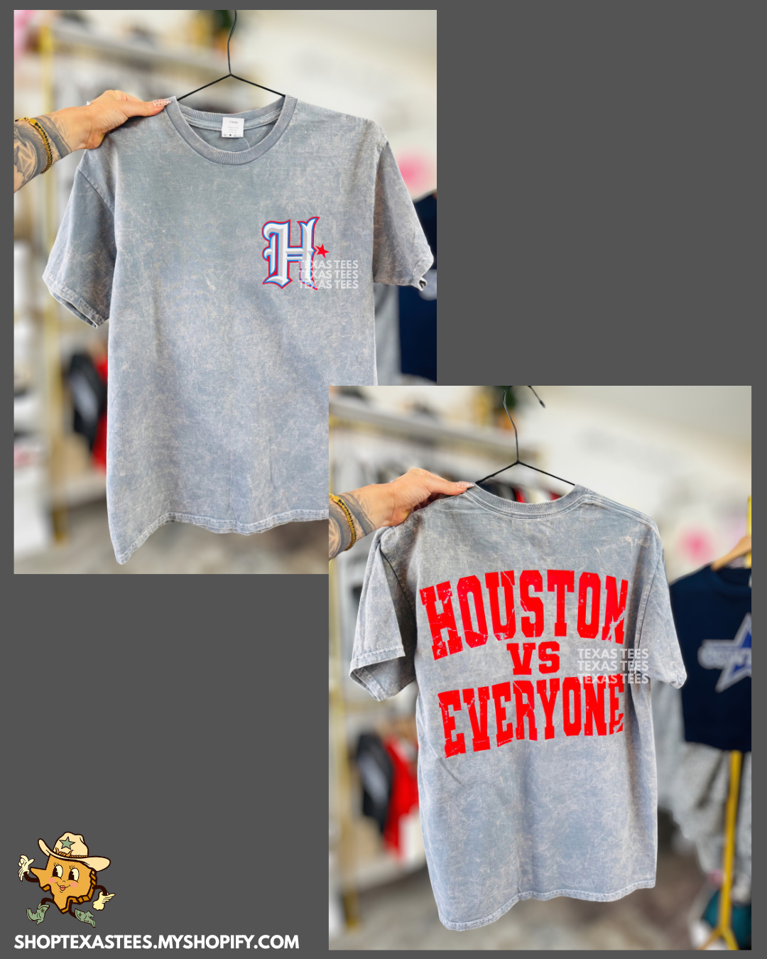 H / HOUSTON VS EVERYONE - Gray Mineral Wash