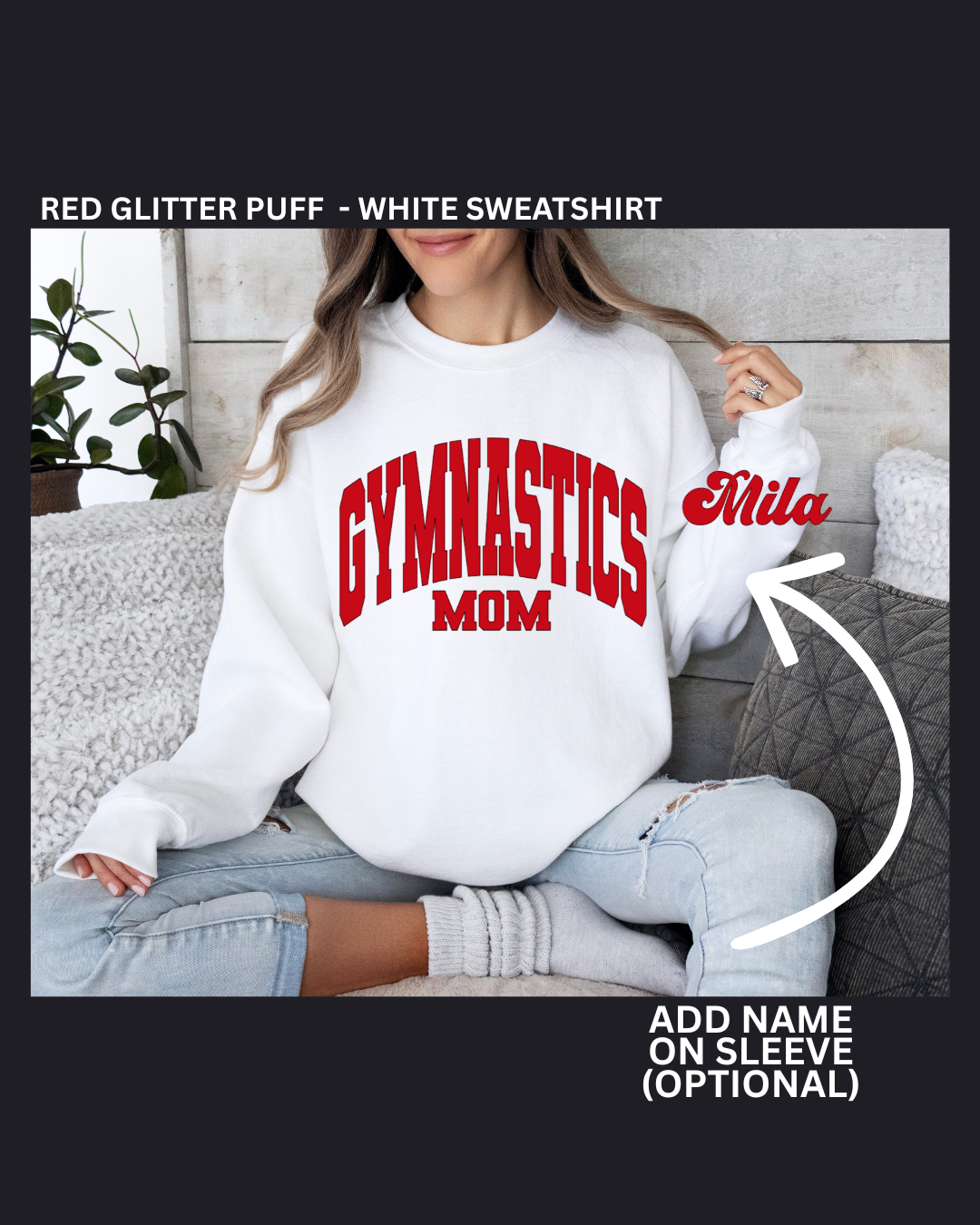 Gymnastics Mom - Glitter Puff Sweatshirts