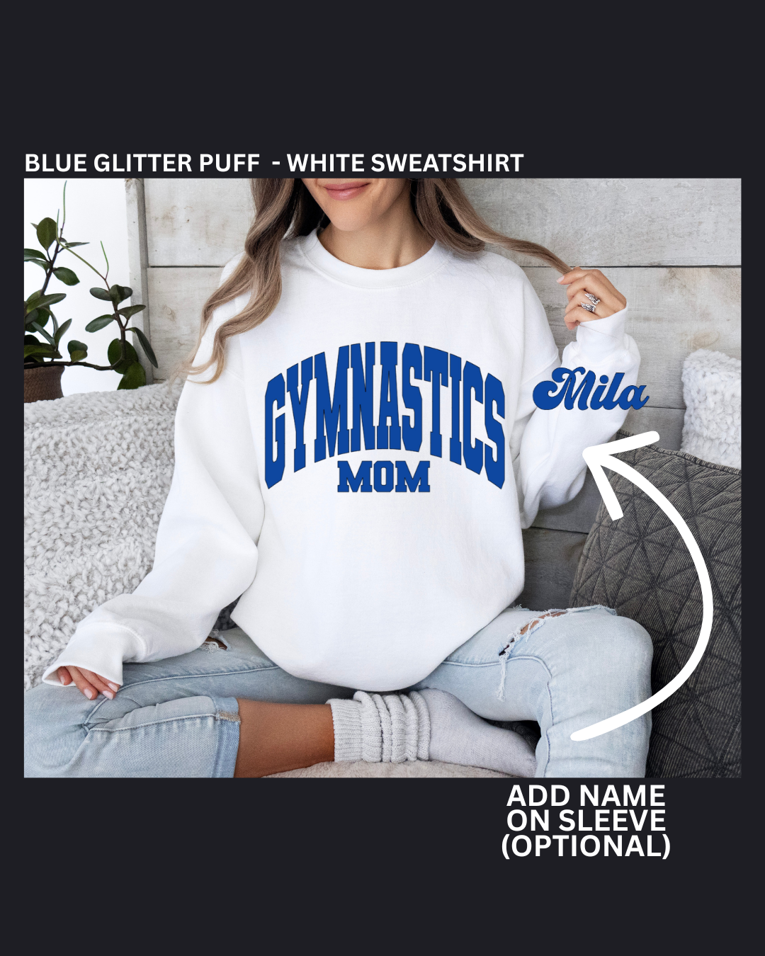 Gymnastics Mom - Glitter Puff Sweatshirts