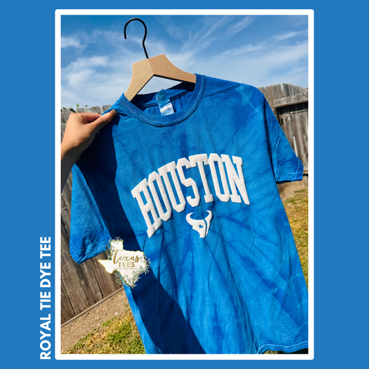 Houston Tex PUFF - Royal Tie Dye Tee