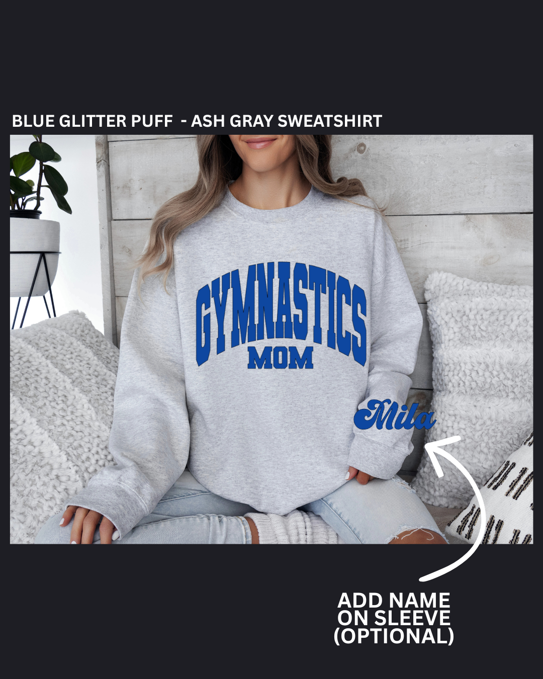 Gymnastics Mom - Glitter Puff Sweatshirts
