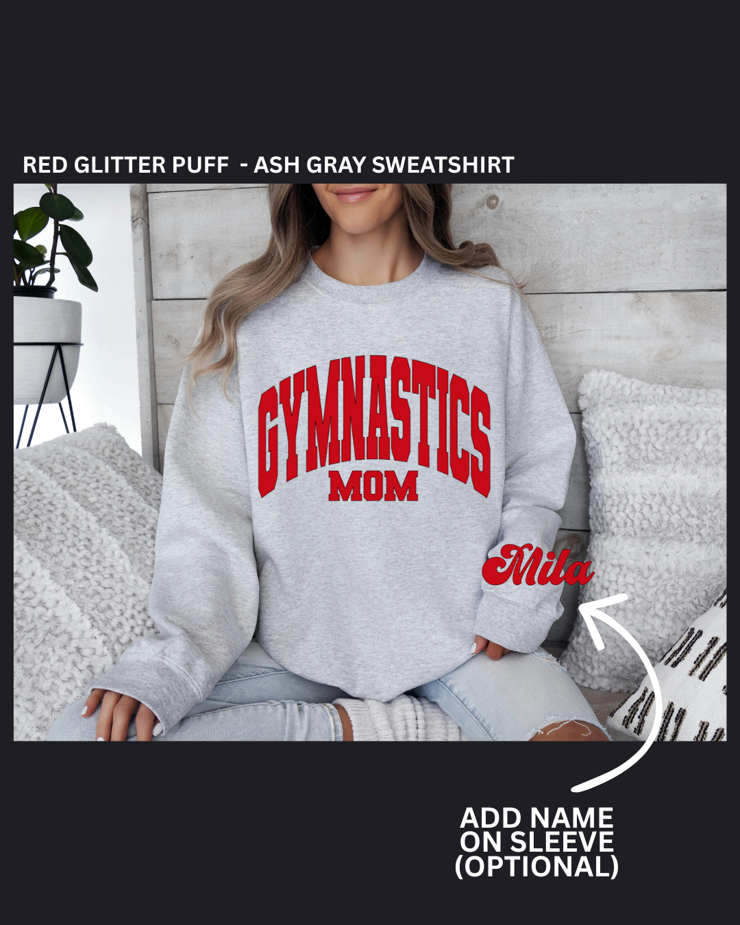 Gymnastics Mom - Glitter Puff Sweatshirts